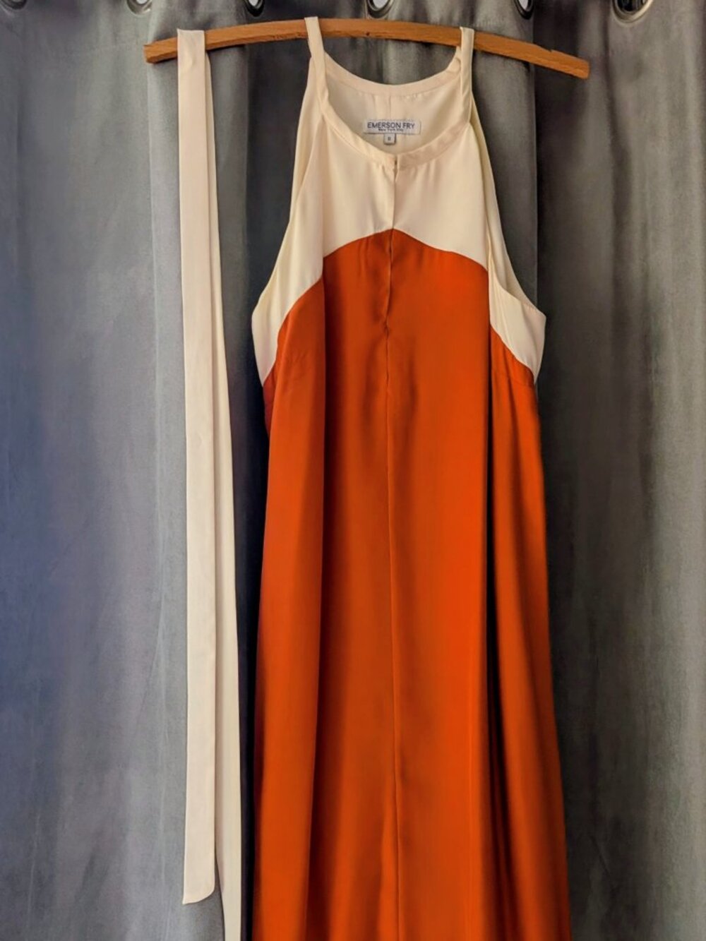 Emerson Fry Archive 100% Silk Halter Dress – Orange & Cream